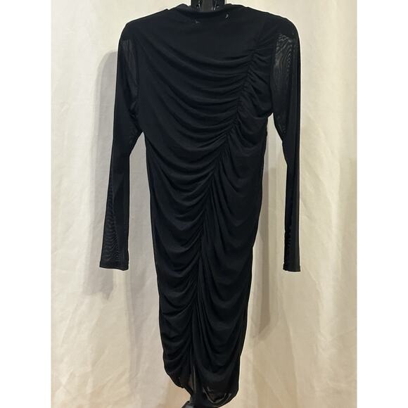 NWT Circus NY Black Ruched Long Sleeve Mesh Dress Women's size XL - Picture 2 of 5